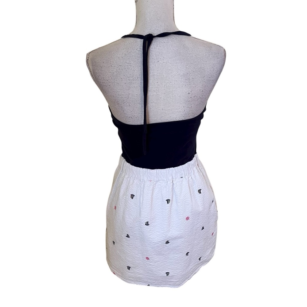 Lilly Pulitzer Navy Knit/White Seersucker "Quinn" Let it Rip Halter Mini Dress S - Picture 7 of 10